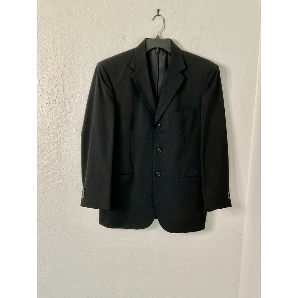City Streets Men’s Custom‎ Fit Suit Size 38S Black Suit Blazer Wool Blend